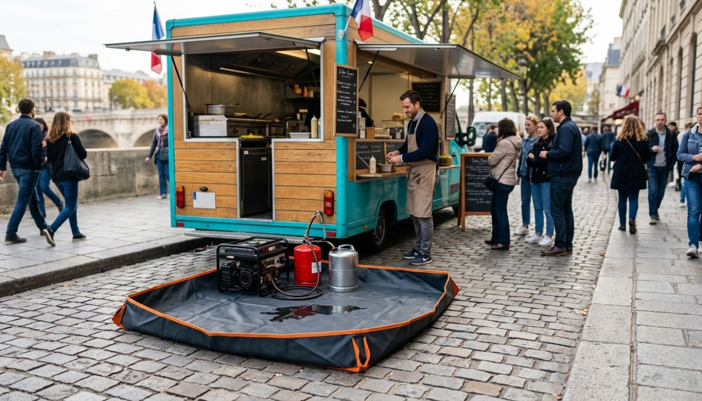 Solutions nomades : le bac de rétention souple séduit les food trucks parisiens
